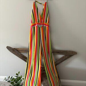 NWT Blu Pepper Multi-colored striped Boho Halter Top Romper-size S